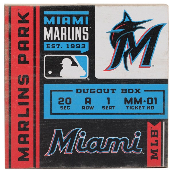 Miami Marlins Ticket MDF Block Wall Art Open Road Brands ShopORB